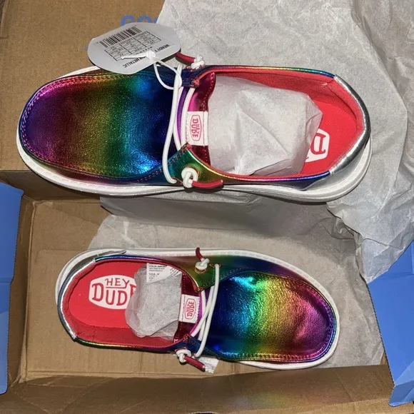Hey Dude Girl's Wendy T Rainbow Metallic Rainbow