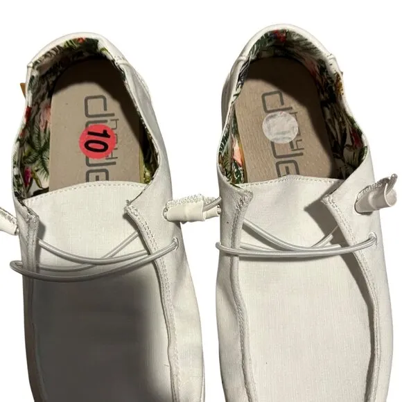 Hey Dude Wendy Shoe Coconut Milk Women's 10 White Casual Comfy Loafers Summer
