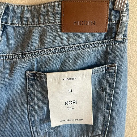 Hidden Khalia Wide Leg Jean Medium Wash Destroyed Knee Womens Size 31