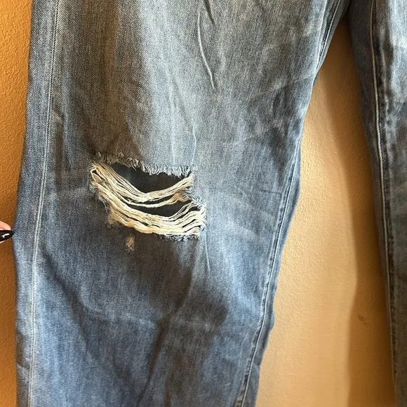 Hidden Khalia Wide Leg Jean Medium Wash Destroyed Knee Womens Size 31