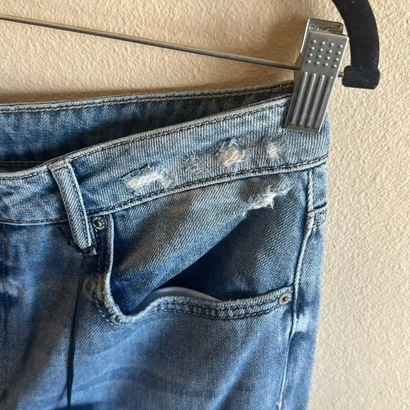Hidden Khalia Wide Leg Jean Medium Wash Destroyed Knee Womens Size 31