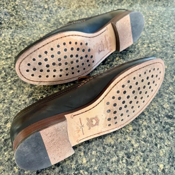 H.S. Trask Men's Hand Sewn Brown Leather Loafer Shoes Size 9