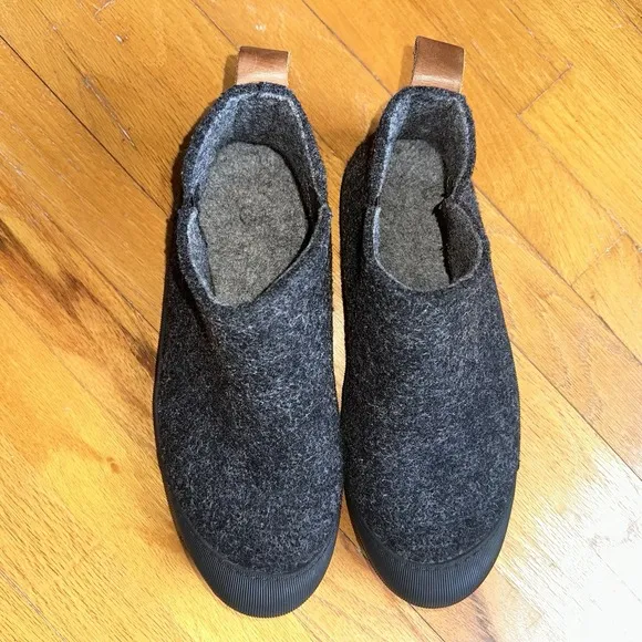 Huckberry Greys Wool Indoor Outdoor Slipper Boots Men's US 9 Charcoal Slip On