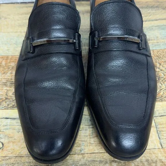 Hugo Boss Black Leather Slip‎ On Loafers Mens Size 9