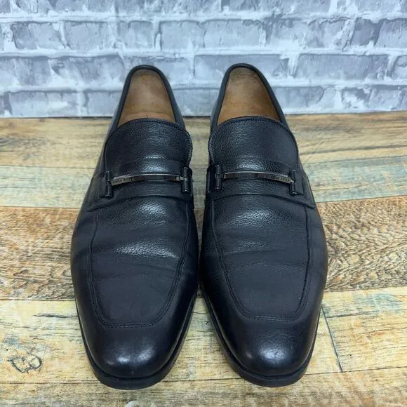 Hugo Boss Black Leather Slip‎ On Loafers Mens Size 9