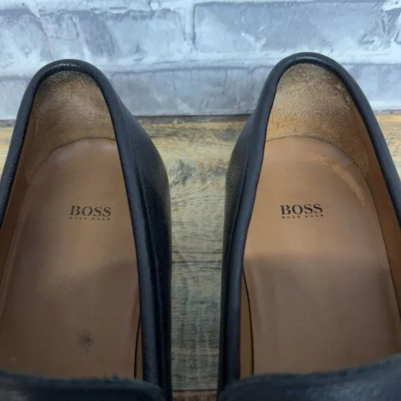Hugo Boss Black Leather Slip‎ On Loafers Mens Size 9