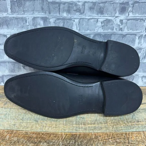 Hugo Boss Black Leather Slip‎ On Loafers Mens Size 9
