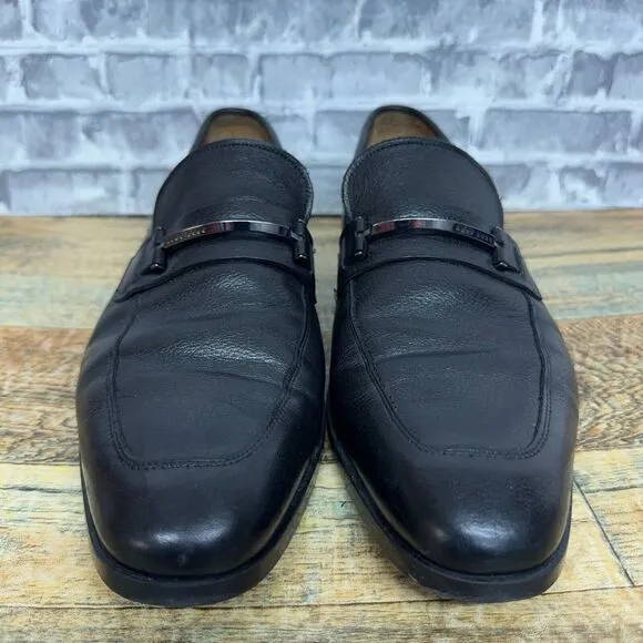 Hugo Boss Black Leather Slip‎ On Loafers Mens Size 9