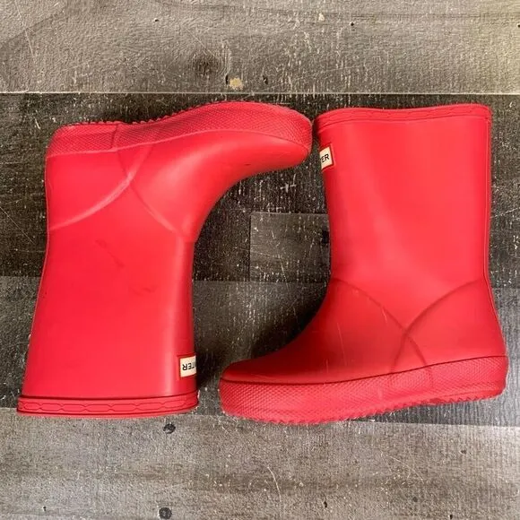 Hunter Little Girls Size 8 Original First Classic Wellies Rain Boots Dark Pink