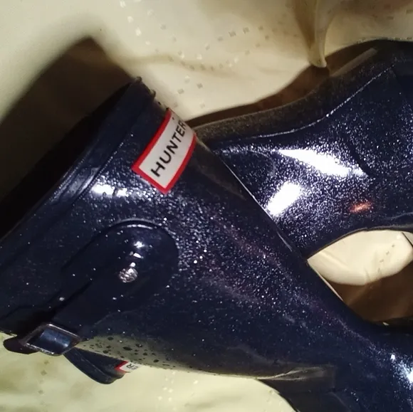 Hunter Original Kids Rain Boots Glitter Fin (EUC)