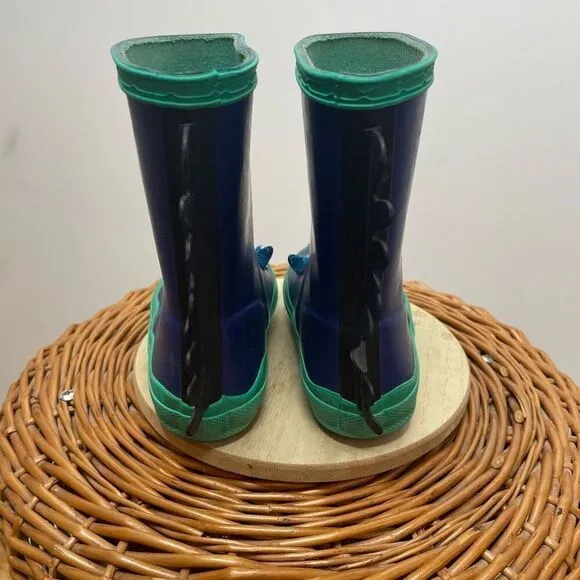 Hunter Sea Monster Rain Boots Blue Alien Blue Slip On Rubber Outdoor Kids Boy 8