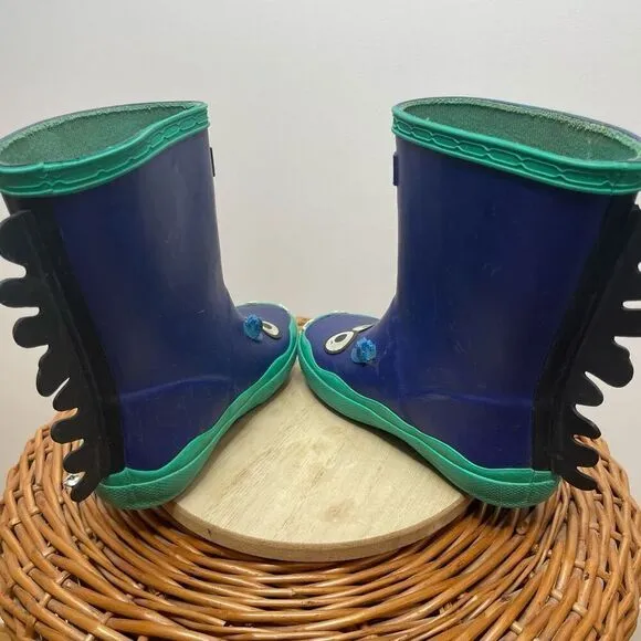 Hunter Sea Monster Rain Boots Blue Alien Blue Slip On Rubber Outdoor Kids Boy 8