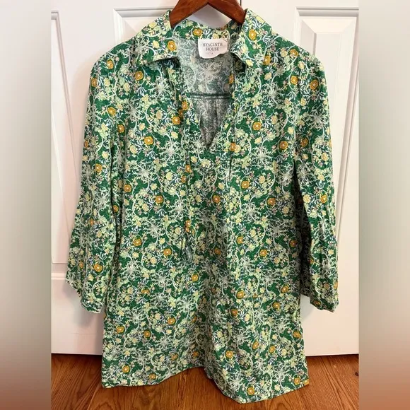 HYACINTH HOUSE Long Sleeve Green Carrington Collared Mini Dress size Small