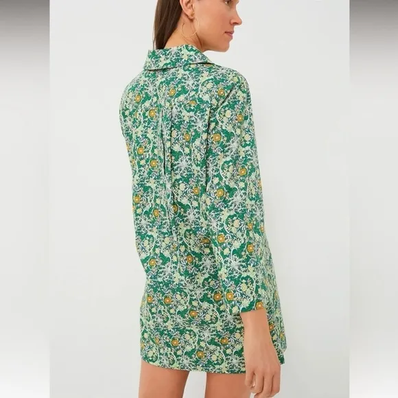 HYACINTH HOUSE Long Sleeve Green Carrington Collared Mini Dress size Small