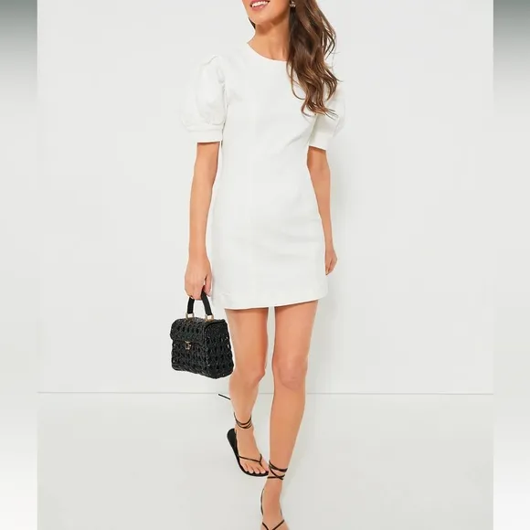 HYACINTH HOUSE White Stretch Denim Juniper Mini Dress