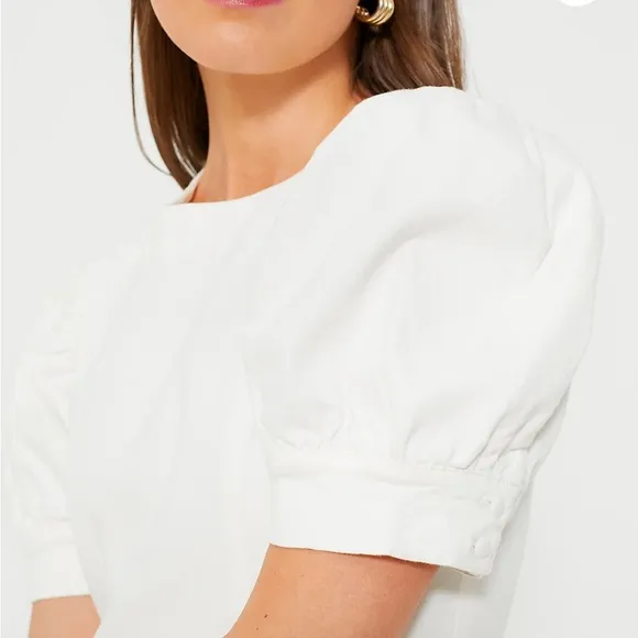 HYACINTH HOUSE White Stretch Denim Juniper Mini Dress