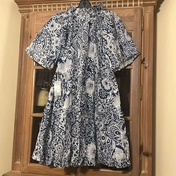 HYACINTH HOUSEBlue and White Tiered Thea Mini Dress