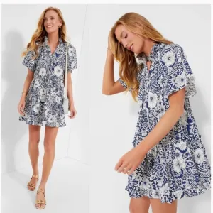 HYACINTH HOUSEBlue and White Tiered Thea Mini Dress