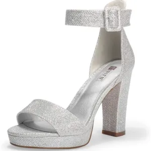 IDIFU DRESS CHUNKY  Silver High Heel OPEN TOE SIZE 11