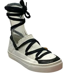 IKKII Italian Leather Slip On Ankle Lace‎ Up Fashion Sneakers