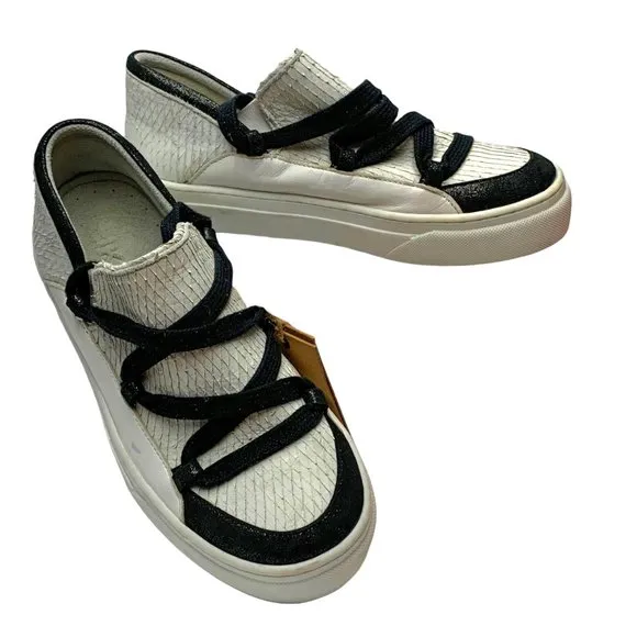 IKKII Italian Leather Slip On Ankle Lace‎ Up Fashion Sneakers