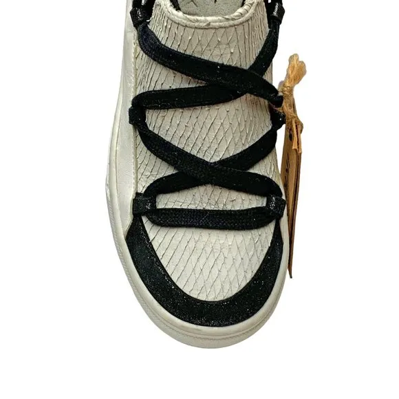 IKKII Italian Leather Slip On Ankle Lace‎ Up Fashion Sneakers