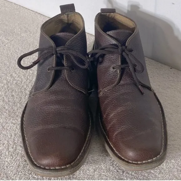 Ikon Brown Pebbled Leather High Top Chukka Style Boots 9