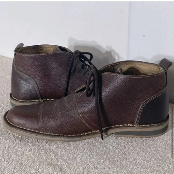 Ikon Brown Pebbled Leather High Top Chukka Style Boots 9