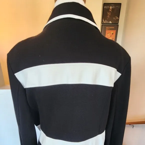 INC BLK WHT Striped Peacoat 2X