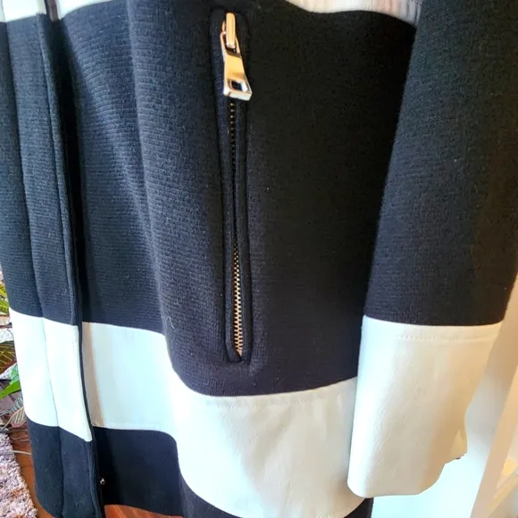 INC BLK WHT Striped Peacoat 2X