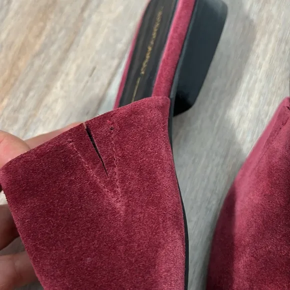 Intentionally Blank Suede Slip on Slides Mules Cherry size 36 US 5.5-6