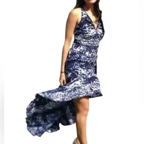 INTERMIX high-low silk maxi dress w/ zipper front S