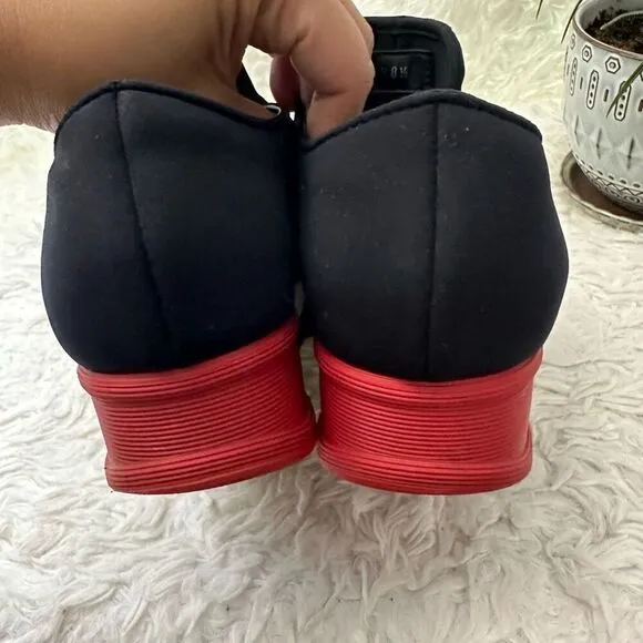 IRi NYC Unisex Black Red Heel Neoprene Sneakers l Futuristic Sz 38.5 / 8.5 USA