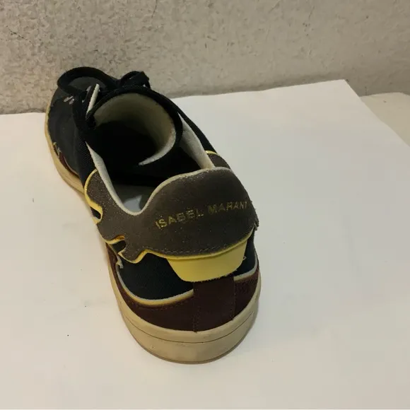 Isabel Marant Black PlumTaupe Lace Up Canvas Fashion Sneakers Size 9