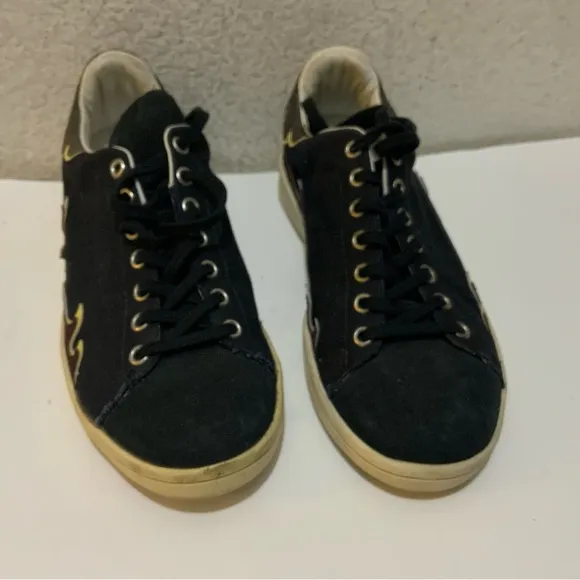 Isabel Marant Black PlumTaupe Lace Up Canvas Fashion Sneakers Size 9