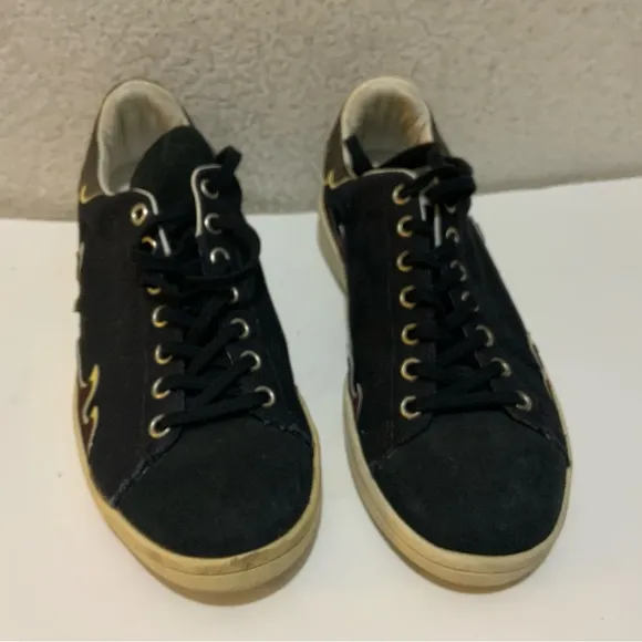Isabel Marant Black PlumTaupe Lace Up Canvas Fashion Sneakers Size 9