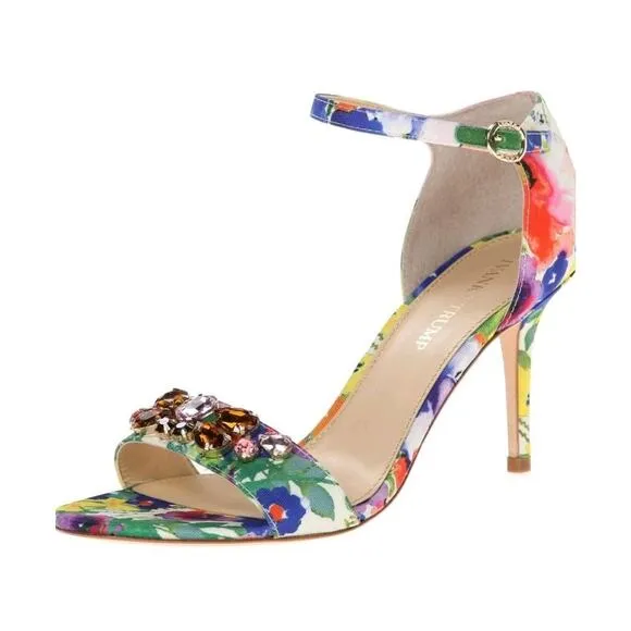 Ivanka Trump Women's Gessa Floral Twill Open Toe Sandals Shoes Sz 6.5 M