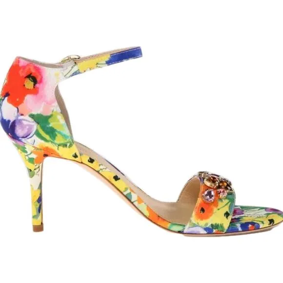 Ivanka Trump Women's Gessa Floral Twill Open Toe Sandals Shoes Sz 6.5 M
