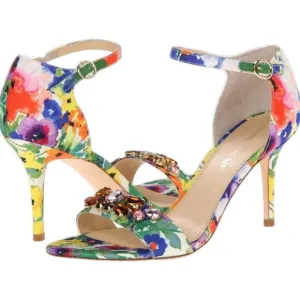 Ivanka Trump Women's Gessa Floral Twill Open Toe Sandals Shoes Sz 6.5 M