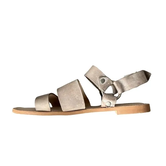 Ivylee Copenhagen Leather Flat Sandals Gray Size EU 40/US 10