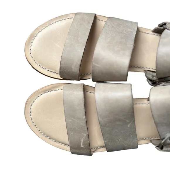 Ivylee Copenhagen Leather Flat Sandals Gray Size EU 40/US 10
