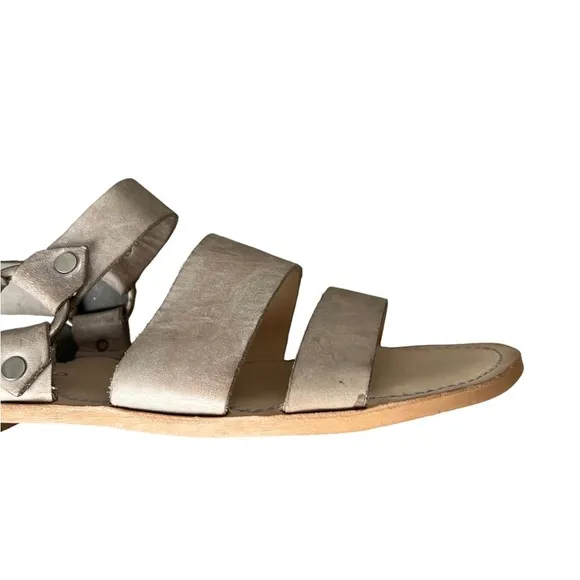Ivylee Copenhagen Leather Flat Sandals Gray Size EU 40/US 10