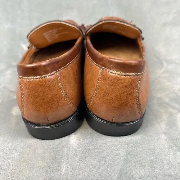 Izod Loafers Mens 11 Brown Slip On Tassel Dress Shoes Business Casual Foam
