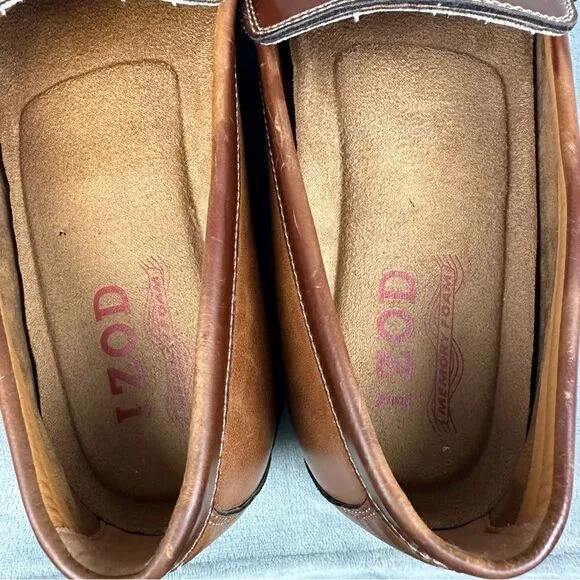 Izod Loafers Mens 11 Brown Slip On Tassel Dress Shoes Business Casual Foam