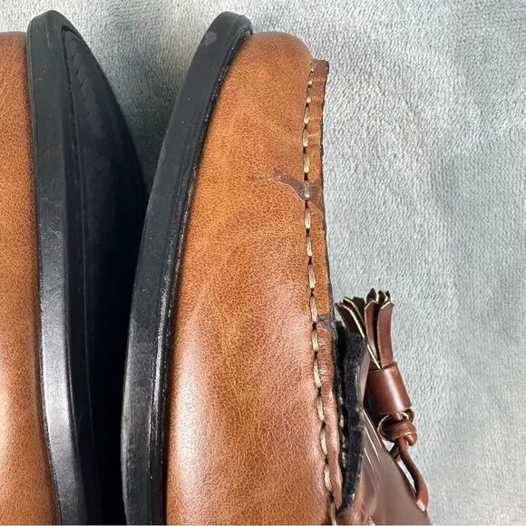 Izod Loafers Mens 11 Brown Slip On Tassel Dress Shoes Business Casual Foam