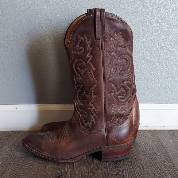 J. Chisholm | Brown Leather Cowboy Boots Shoe 9 D