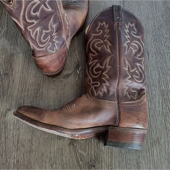 J. Chisholm | Brown Leather Cowboy Boots Shoe 9 D