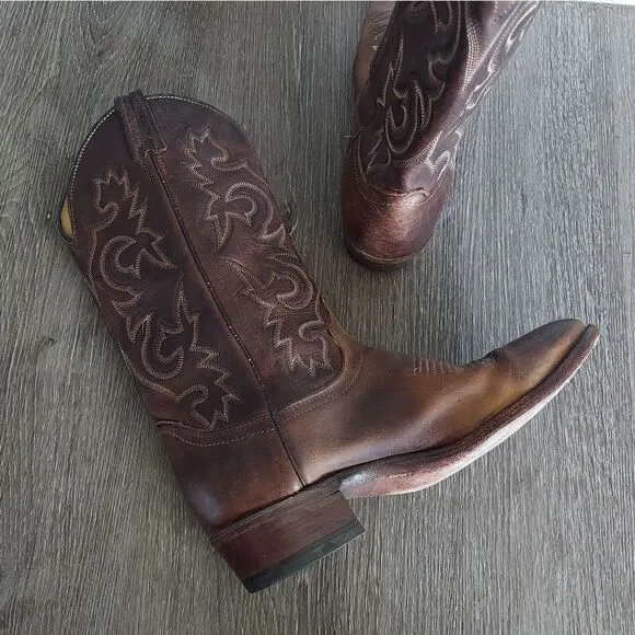 J. Chisholm | Brown Leather Cowboy Boots Shoe 9 D