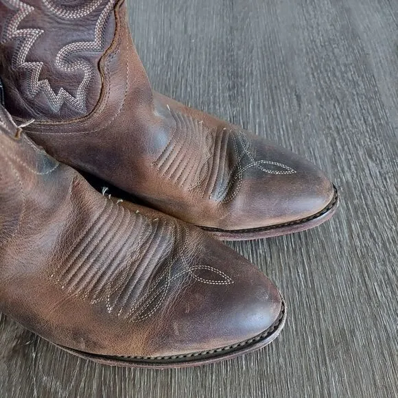 J. Chisholm | Brown Leather Cowboy Boots Shoe 9 D