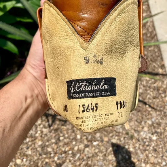 J. Chisholm Tan Leather Cowboy Boots Western Style